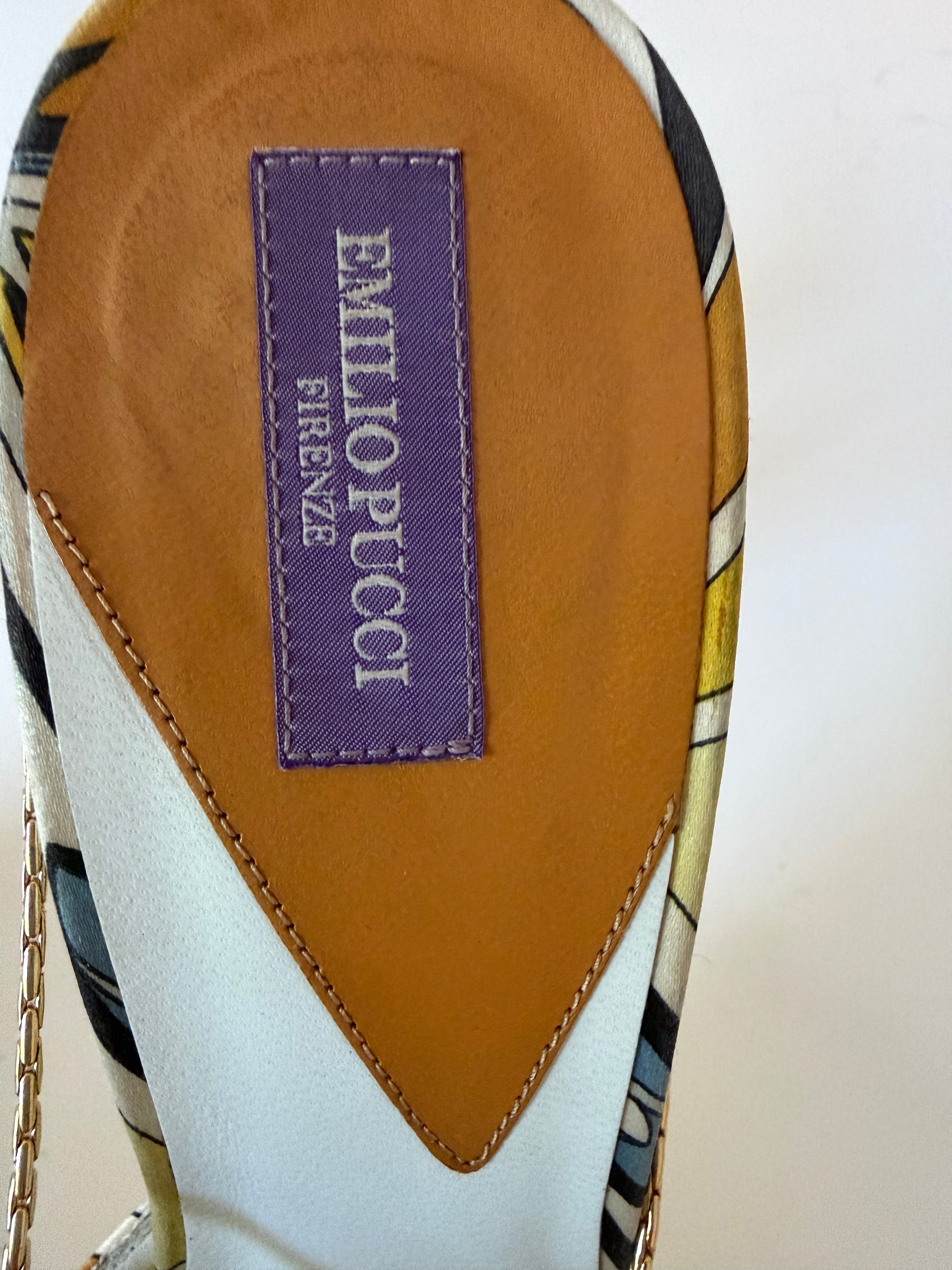 Emilio Pucci Abstract Print Satin Slingback Pumps