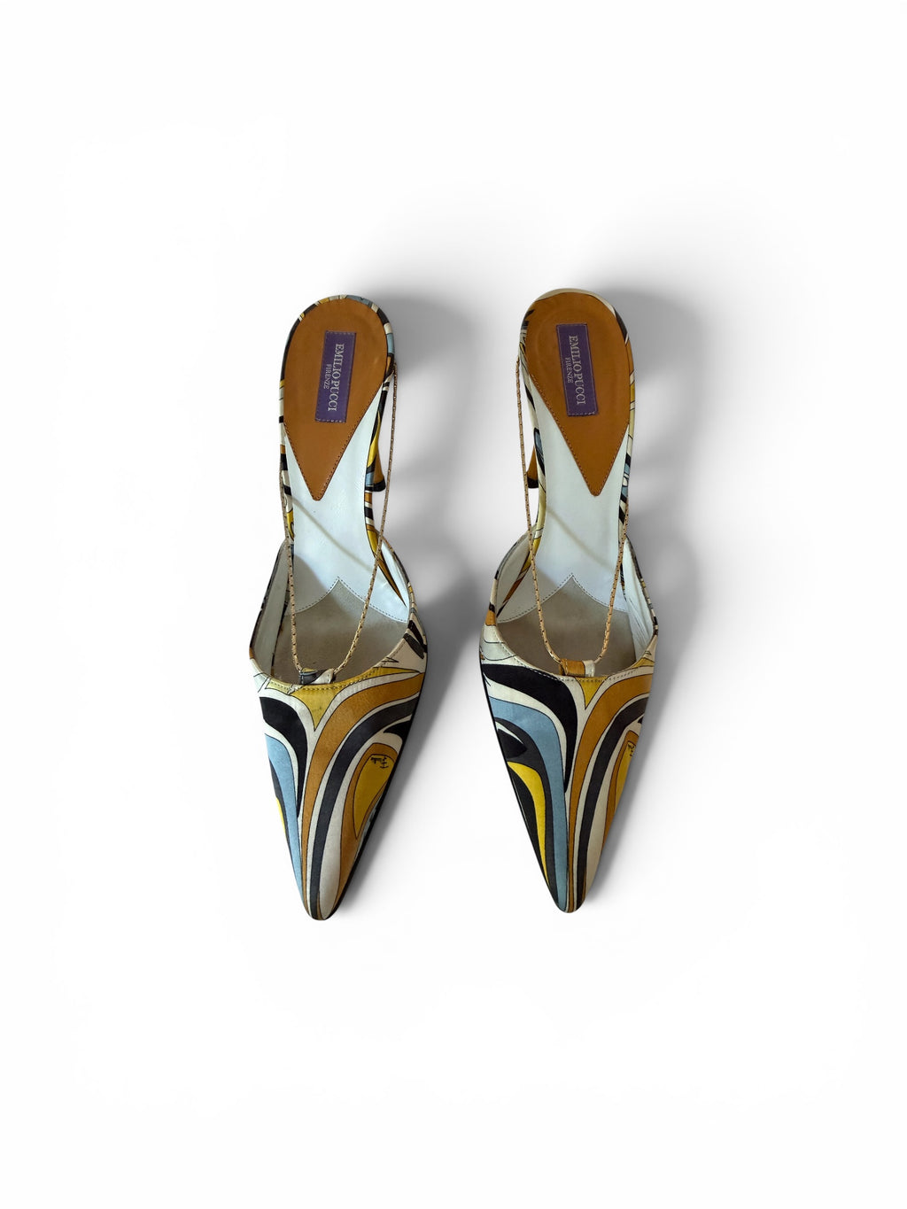 Emilio Pucci Abstract Print Satin Slingback Pumps
