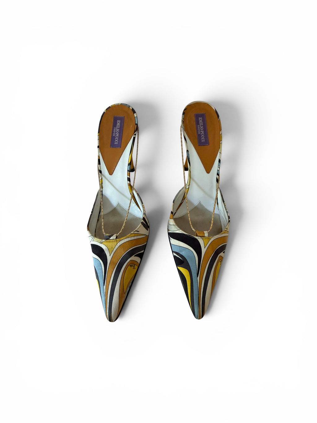 Emilio Pucci Abstract Print Satin Slingback Pumps