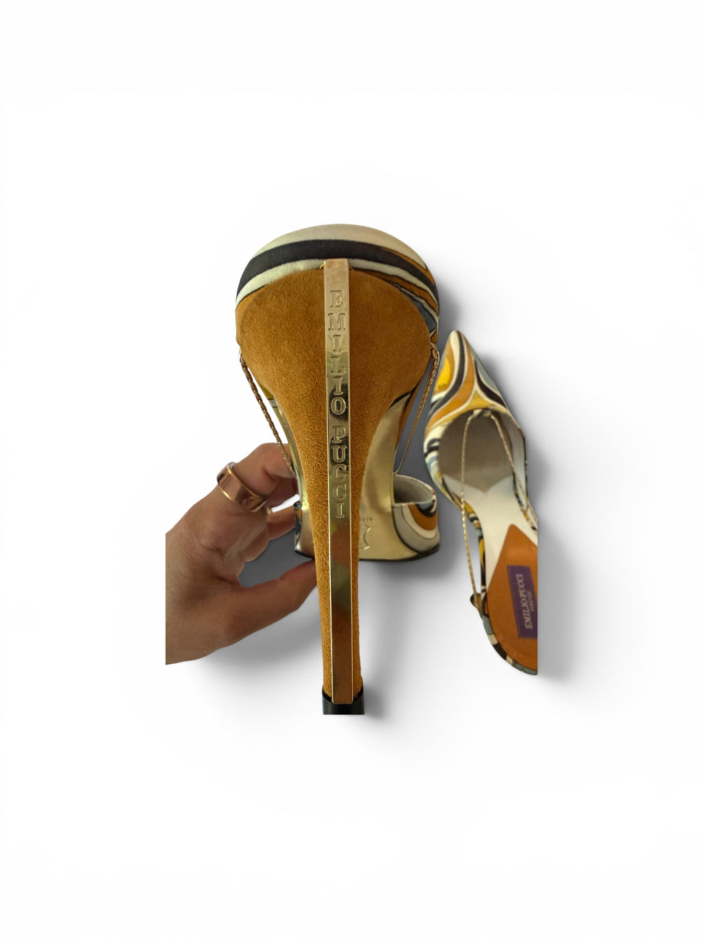 Emilio Pucci Abstract Print Satin Slingback Pumps