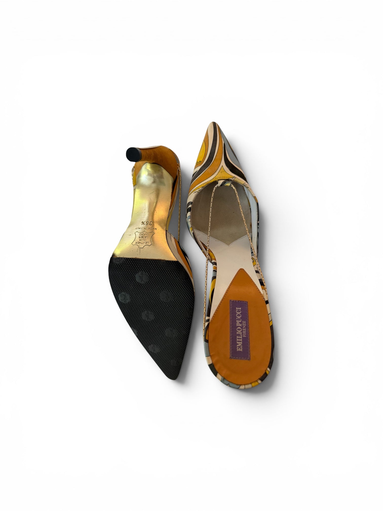 Emilio Pucci Abstract Print Satin Slingback Pumps