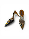 Emilio Pucci Abstract Print Satin Slingback Pumps