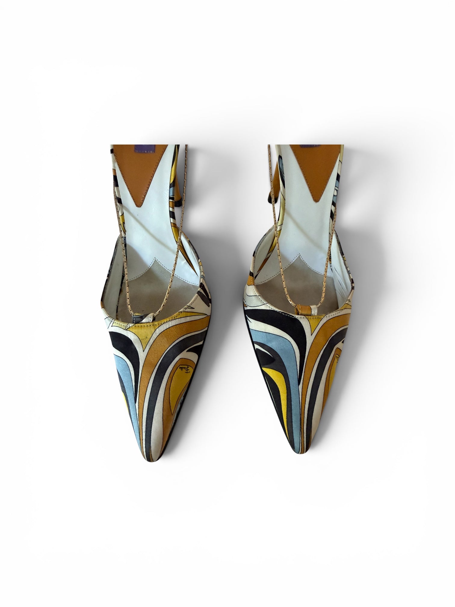Emilio Pucci Abstract Print Satin Slingback Pumps