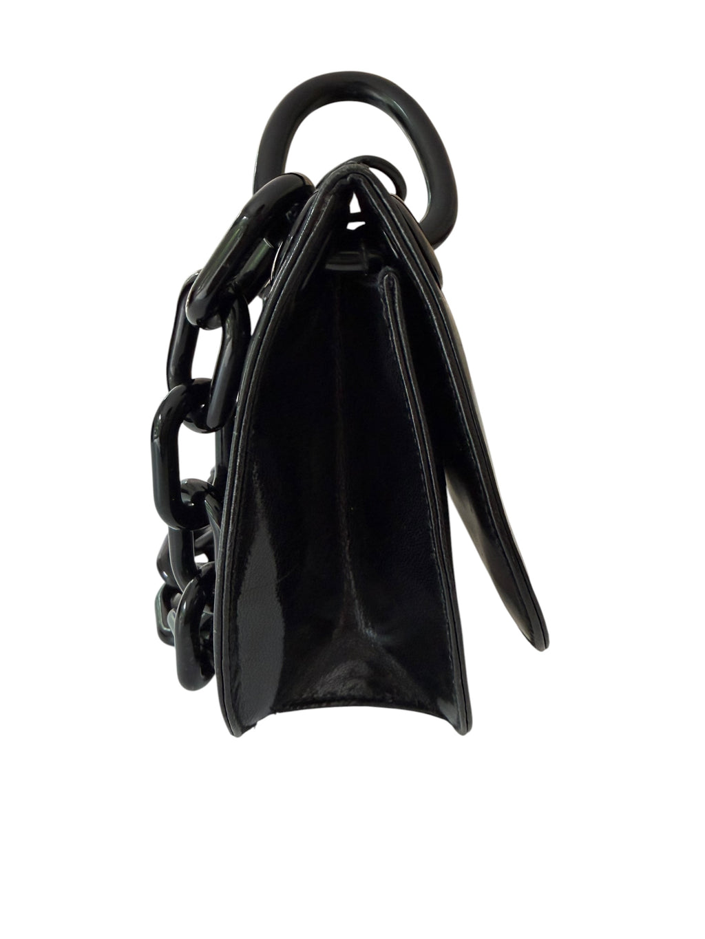 Vintage Prada Nero Spazzolato Leather Chain Shoulder Bag