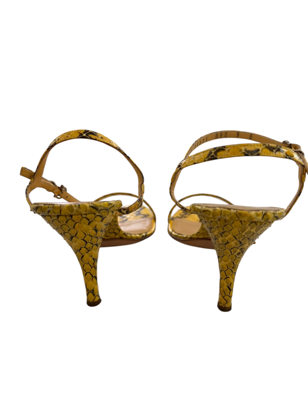 Salvatore Ferragamo Yellow Snakeskin Strappy Sandals