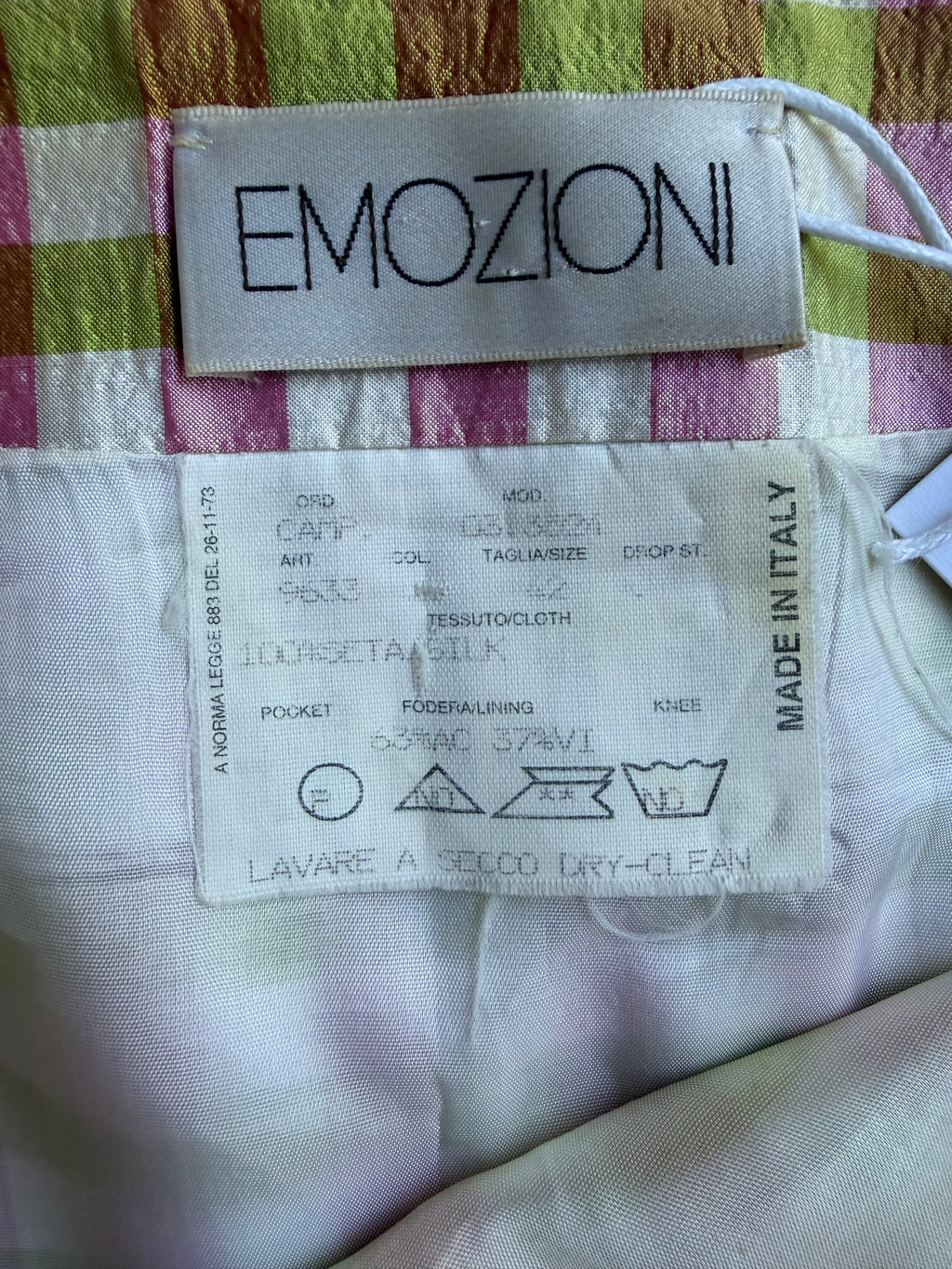 Vintage Late 1990s / Y2K Emozioni Italian Silk Plaid Skirt