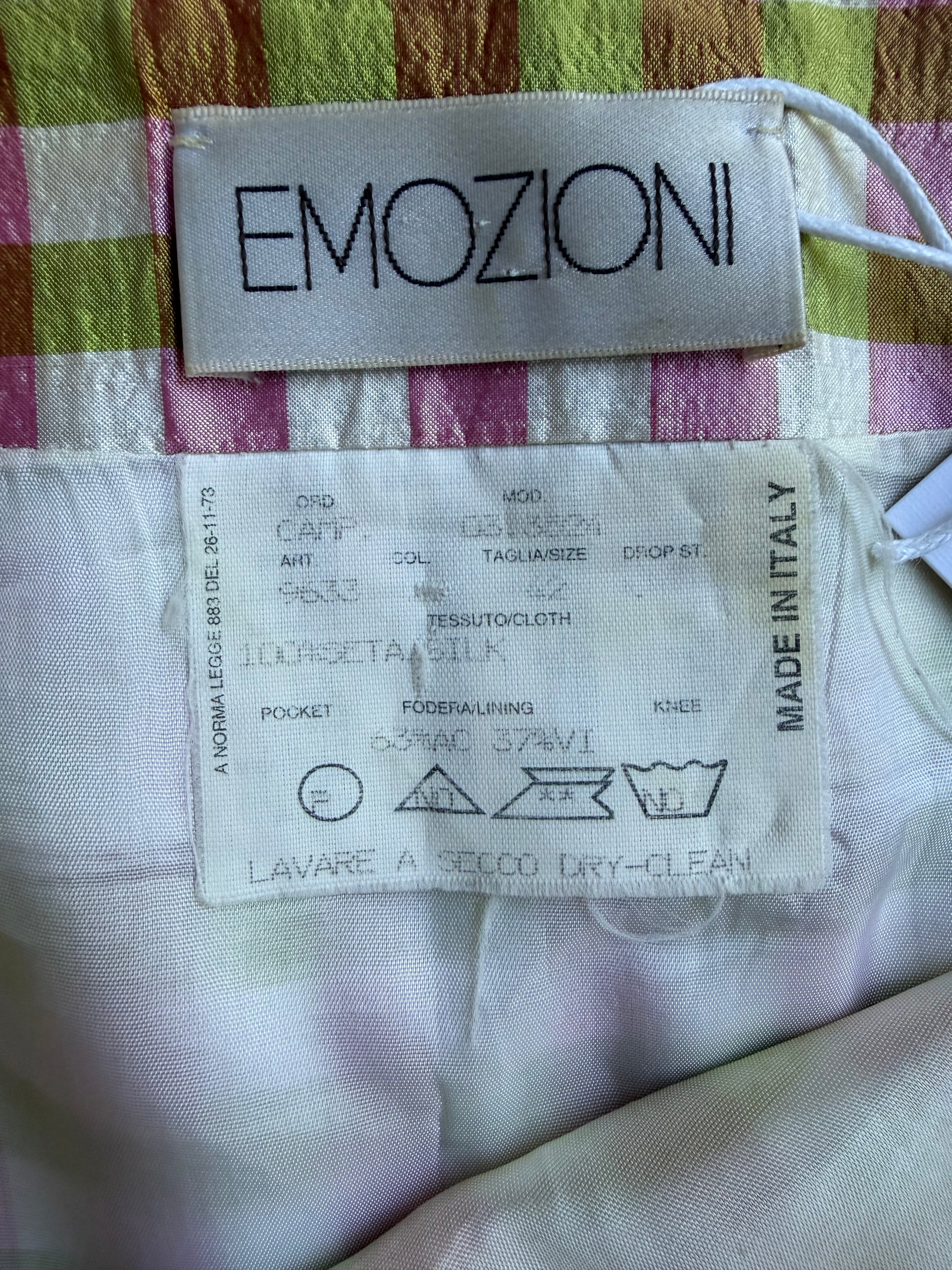 Vintage Late 1990s / Y2K Emozioni Italian Silk Plaid Skirt