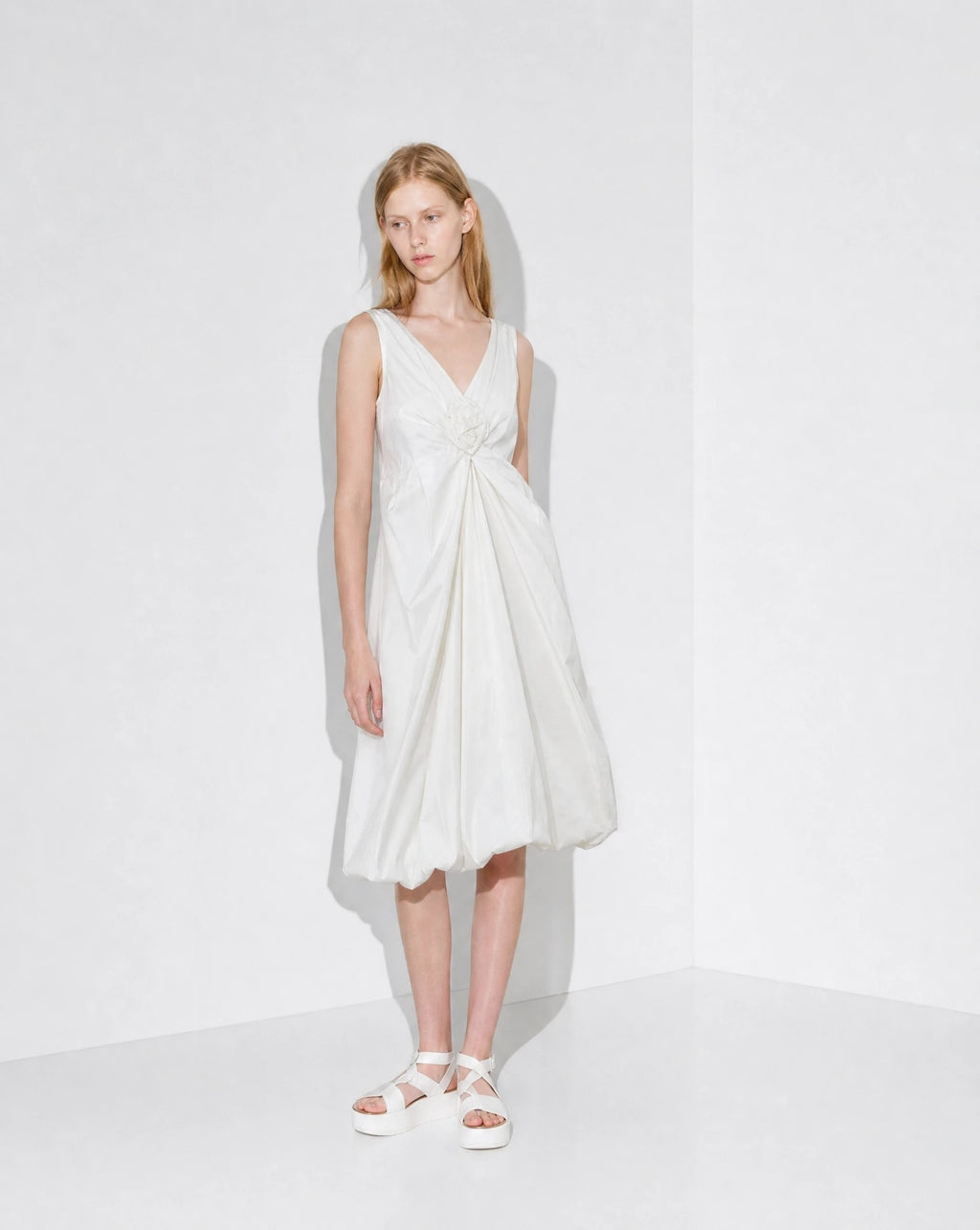 Prada White Bubble Hem Rosette Dress – Spring/Summer 2006