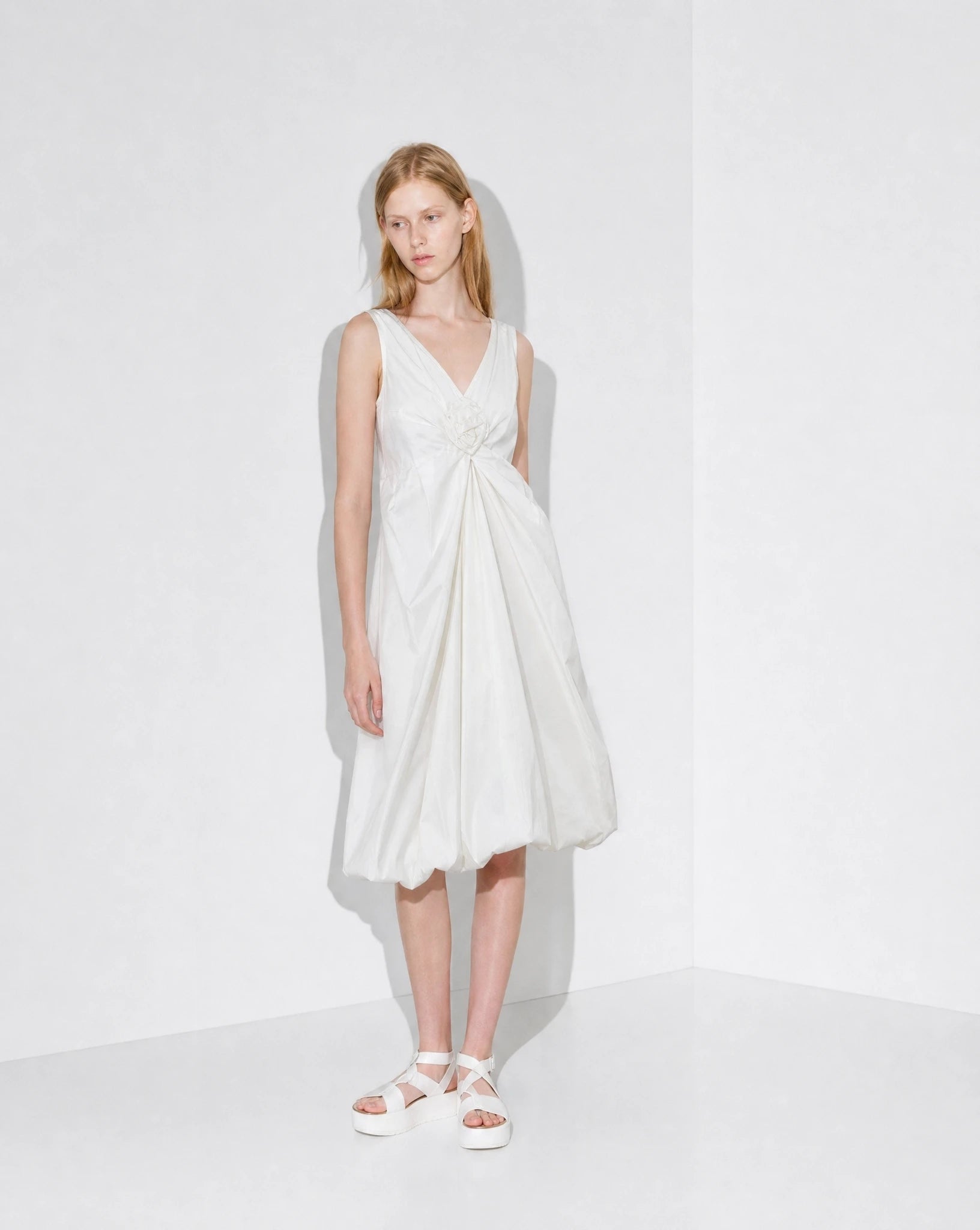 Prada White Bubble Hem Rosette Dress – Spring/Summer 2006