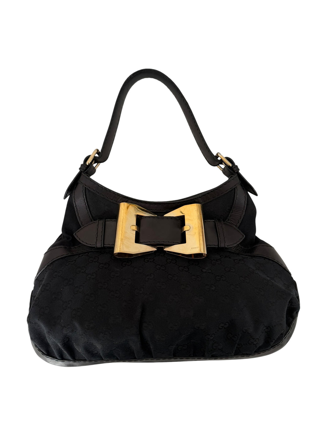 Gucci Black GG Canvas Bow Hobo Shoulder Bag | Tom Ford Era