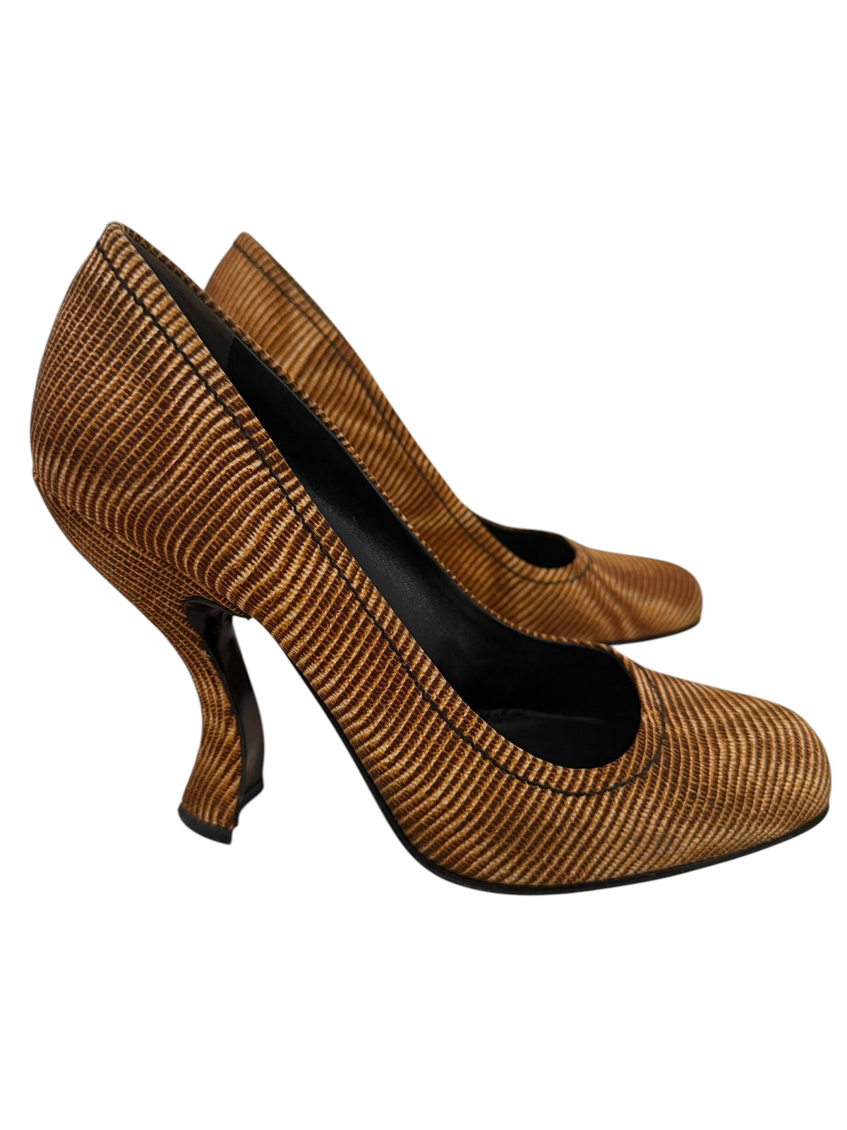 Prada Fall/Winter 2004 Runway Look 49 Sculptural Curved Heel Pumps