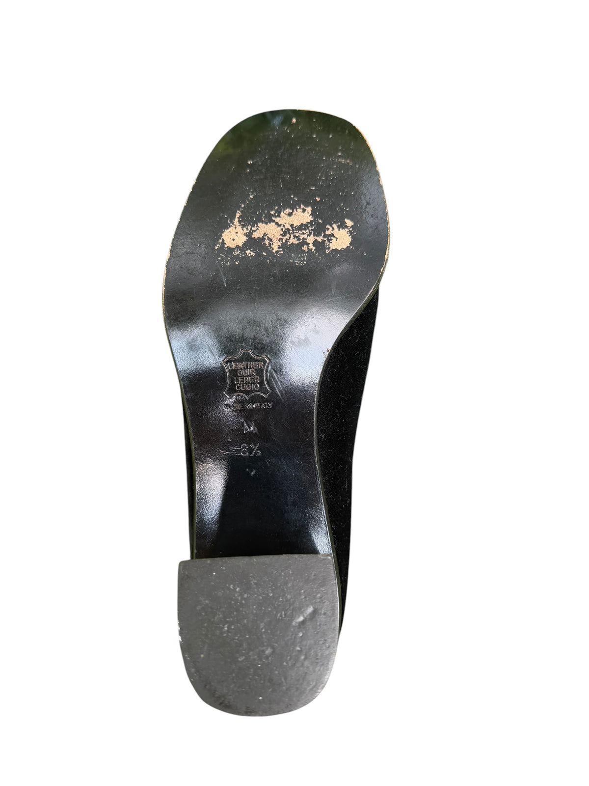 Vintage Fendi Scarpe Black Velvet FF Logo Block Heel Loafers Size 8.5