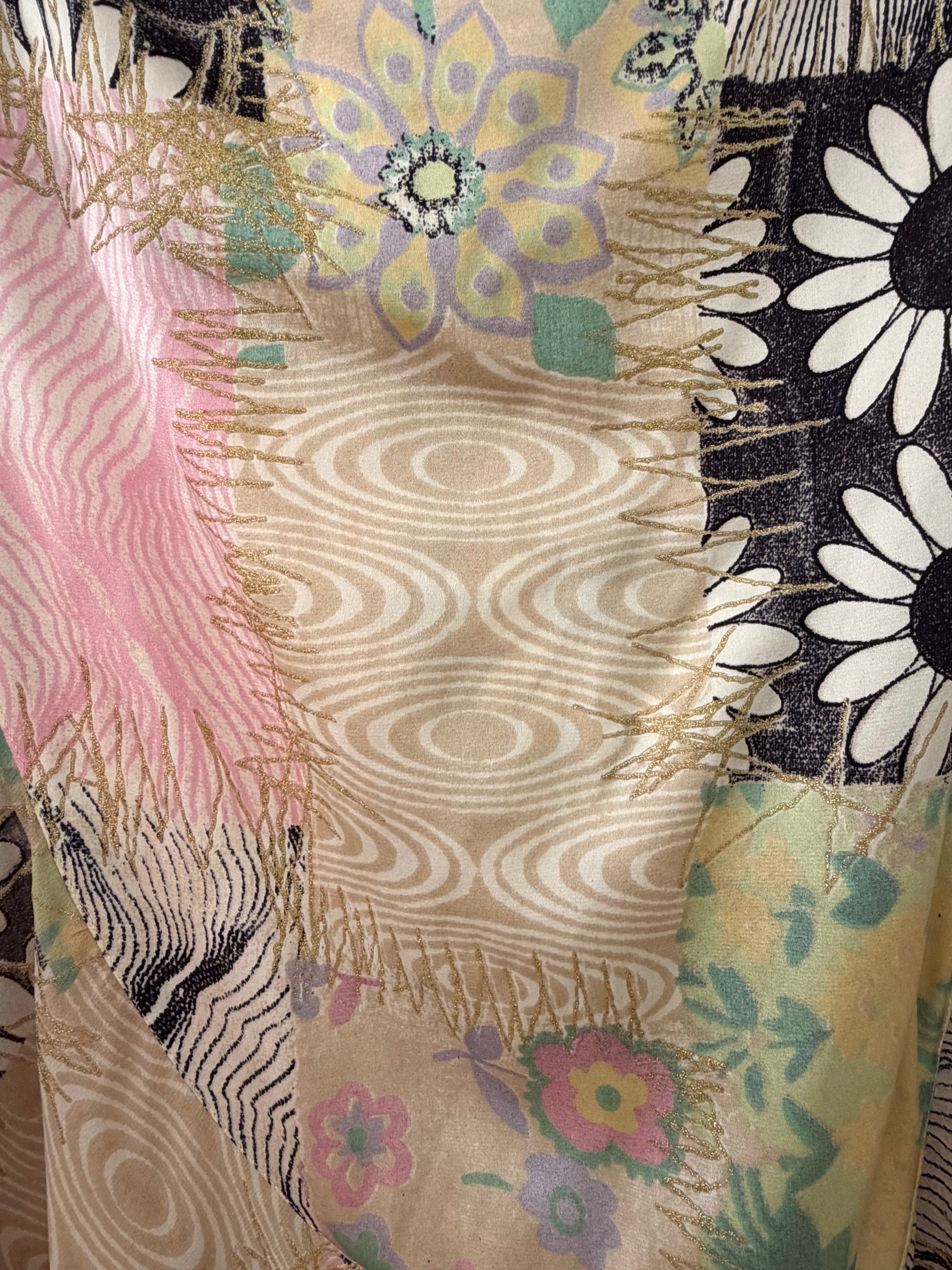Vintage Y2K Just Cavalli Silk Patchwork Floral Asymmetrical Midi Skirt