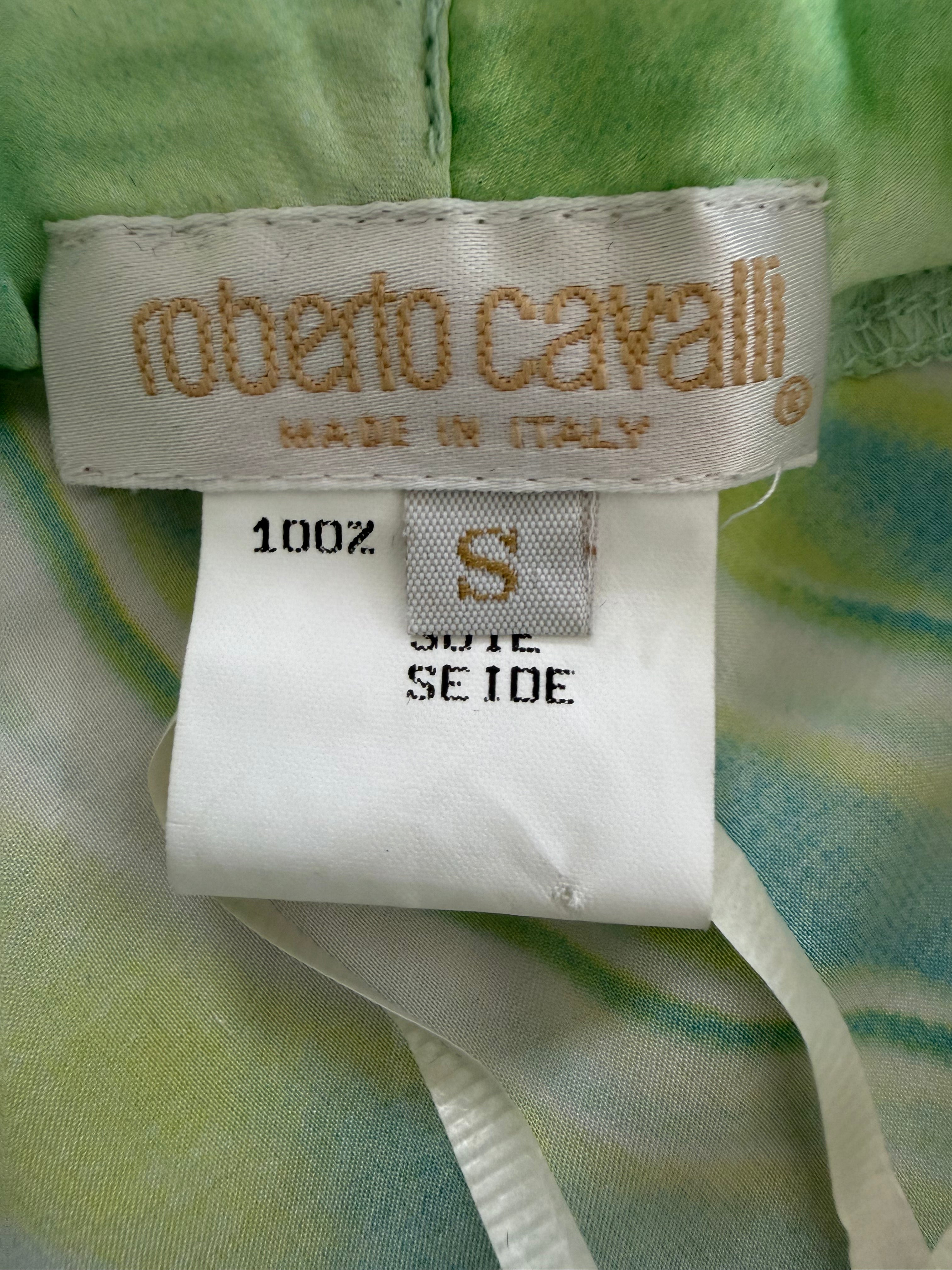Vintage SS 2001 Roberto Cavalli Silk Abstract Asymmetrical Skirt