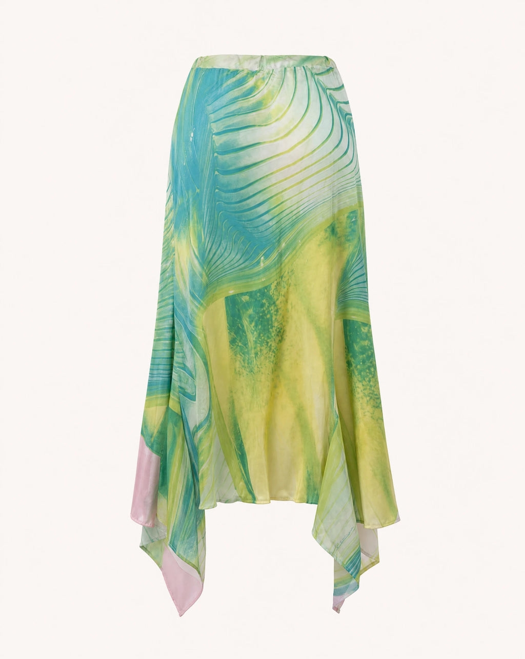 Vintage SS 2001 Roberto Cavalli Silk Abstract Asymmetrical Skirt