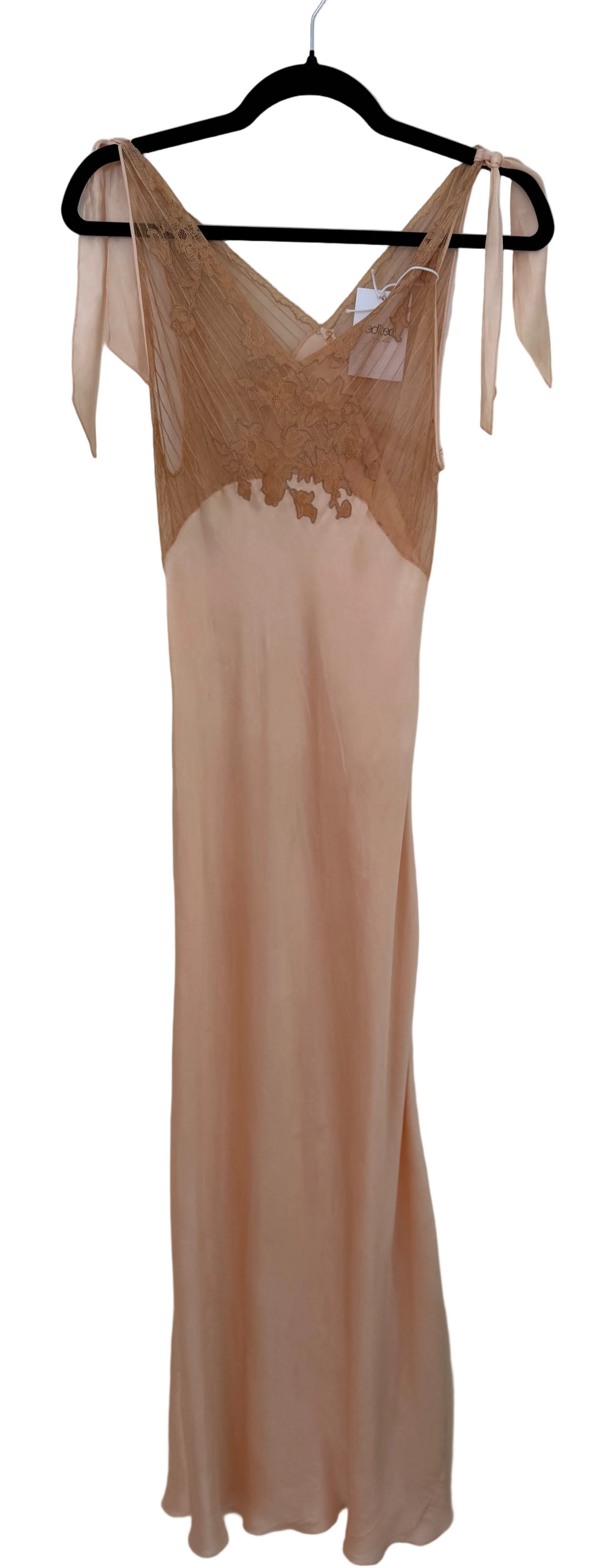 1930s–1940s Blush Silk & Lace Bias-Cut Peignoir Set — Gown + Bed Jacket