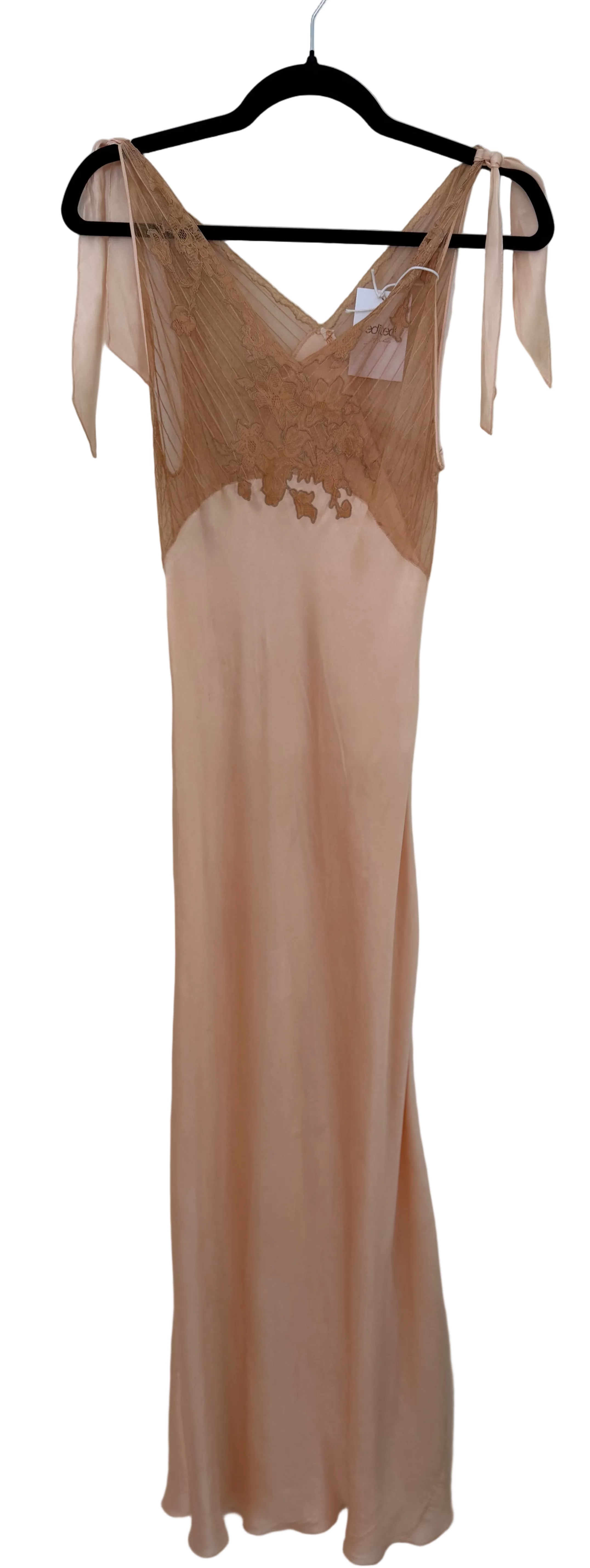 1930s–1940s Blush Silk & Lace Bias-Cut Peignoir Set — Gown + Bed Jacket