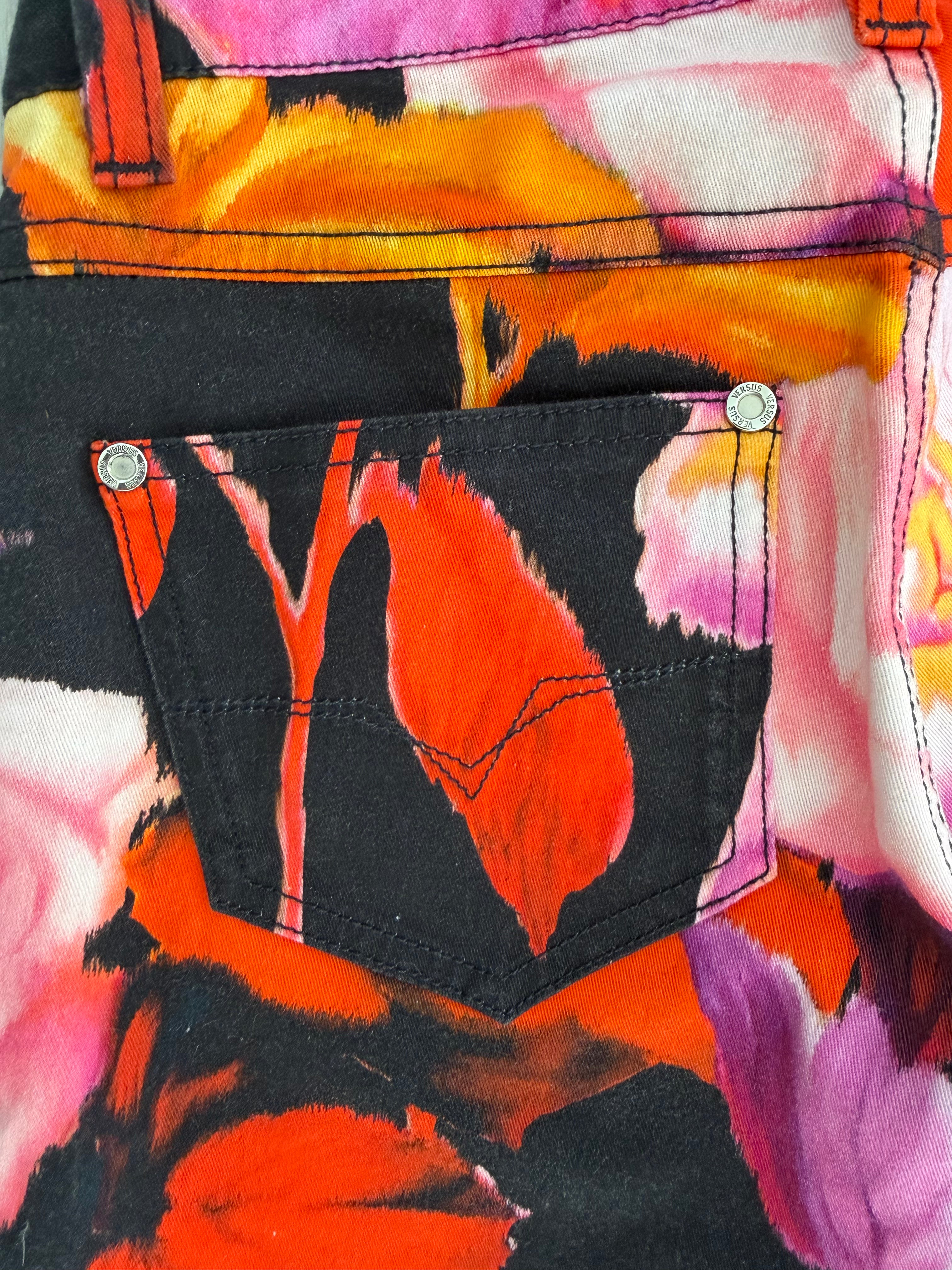 Versus Versace 2012 Floral Print Stretch Cotton Pants