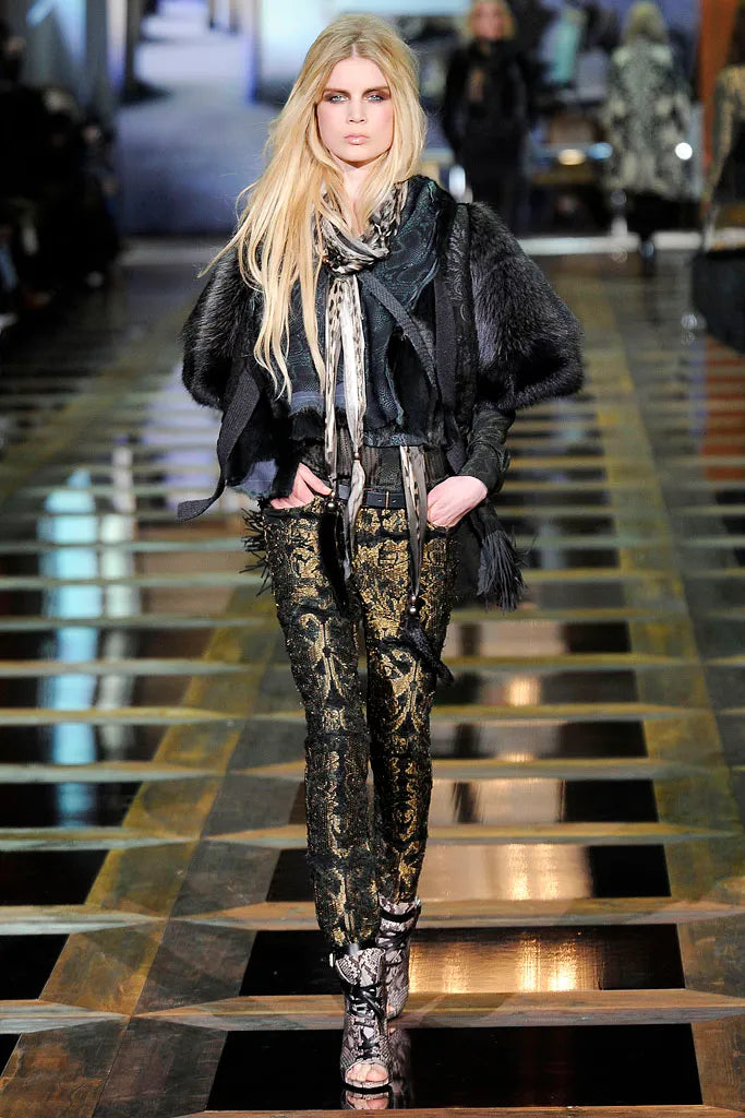Roberto Cavalli Fall/Winter 2010 Runway Silk Brocade Pants – Look 4 – Size IT 42 / US 6