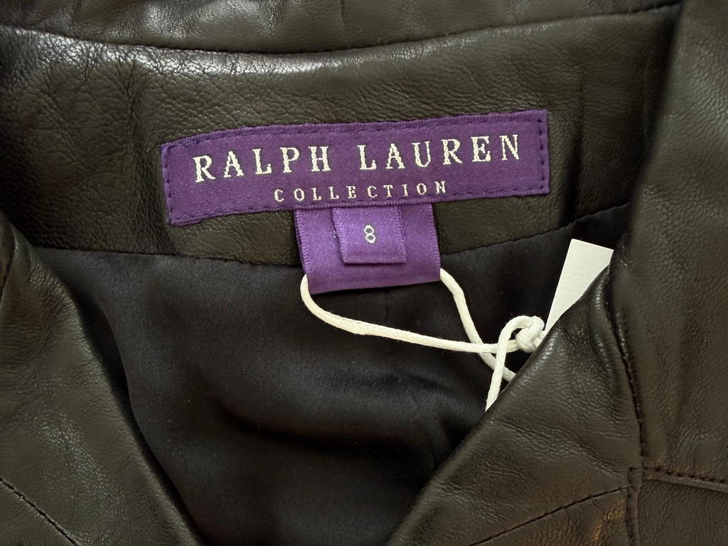 Vintage 2000s Ralph Lauren Collection Black Lamb Leather Double-Breasted Jacket