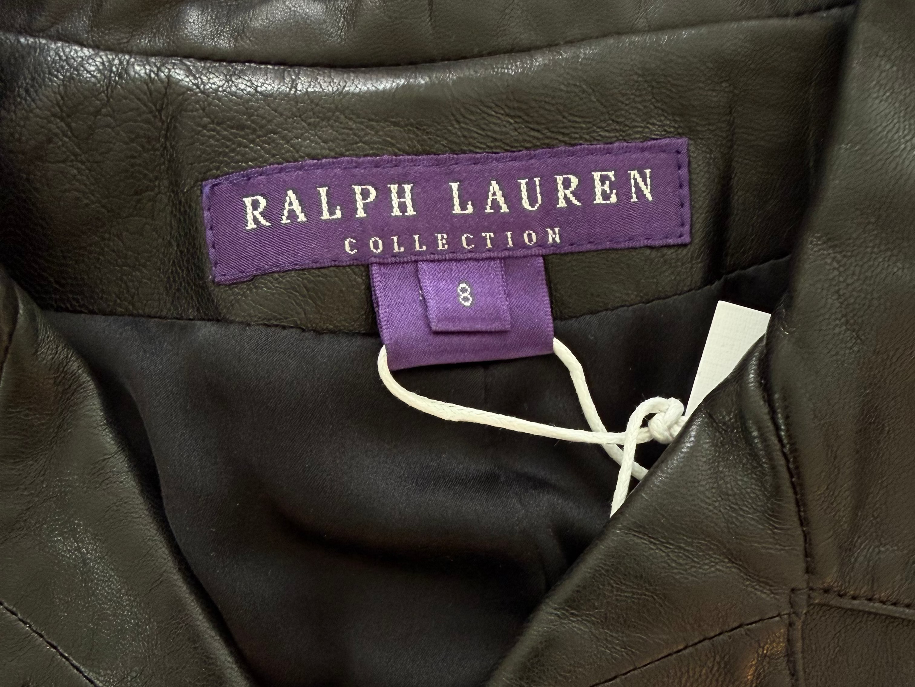 Vintage 2000s Ralph Lauren Collection Black Lamb Leather Double-Breasted Jacket
