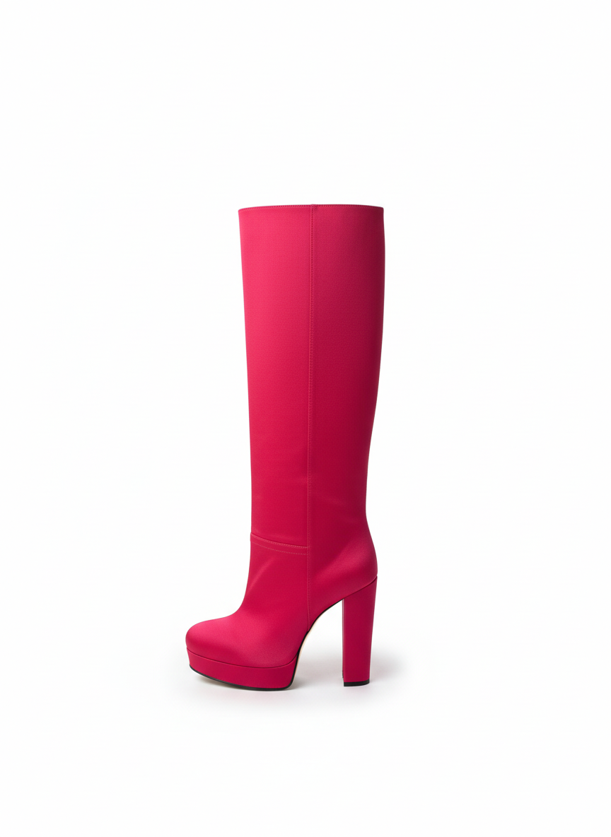Gucci Red Stretch Platform Knee-High Boots