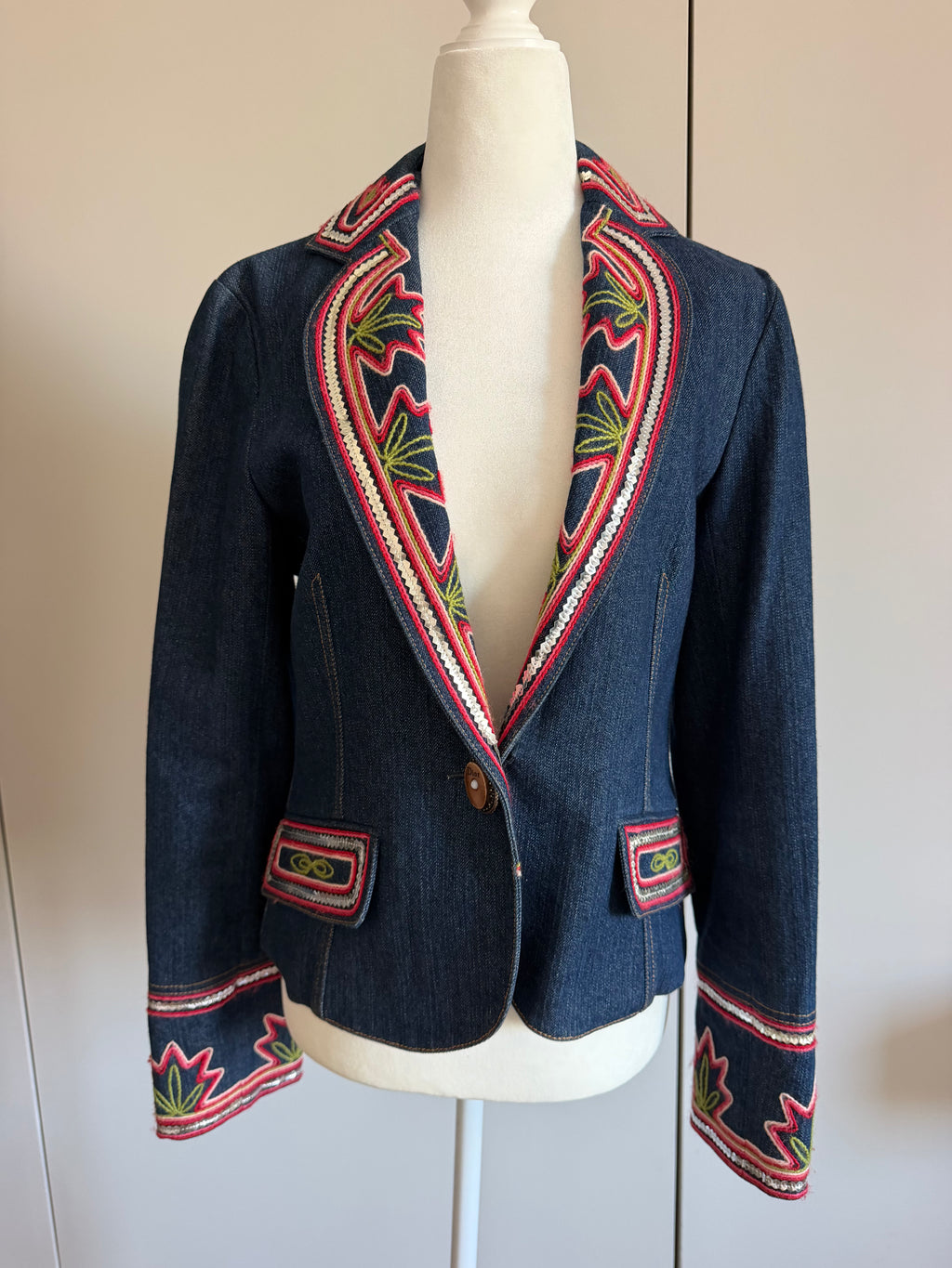 Christian Dior by John Galliano 2006 Embroidered Butterfly Denim Blazer