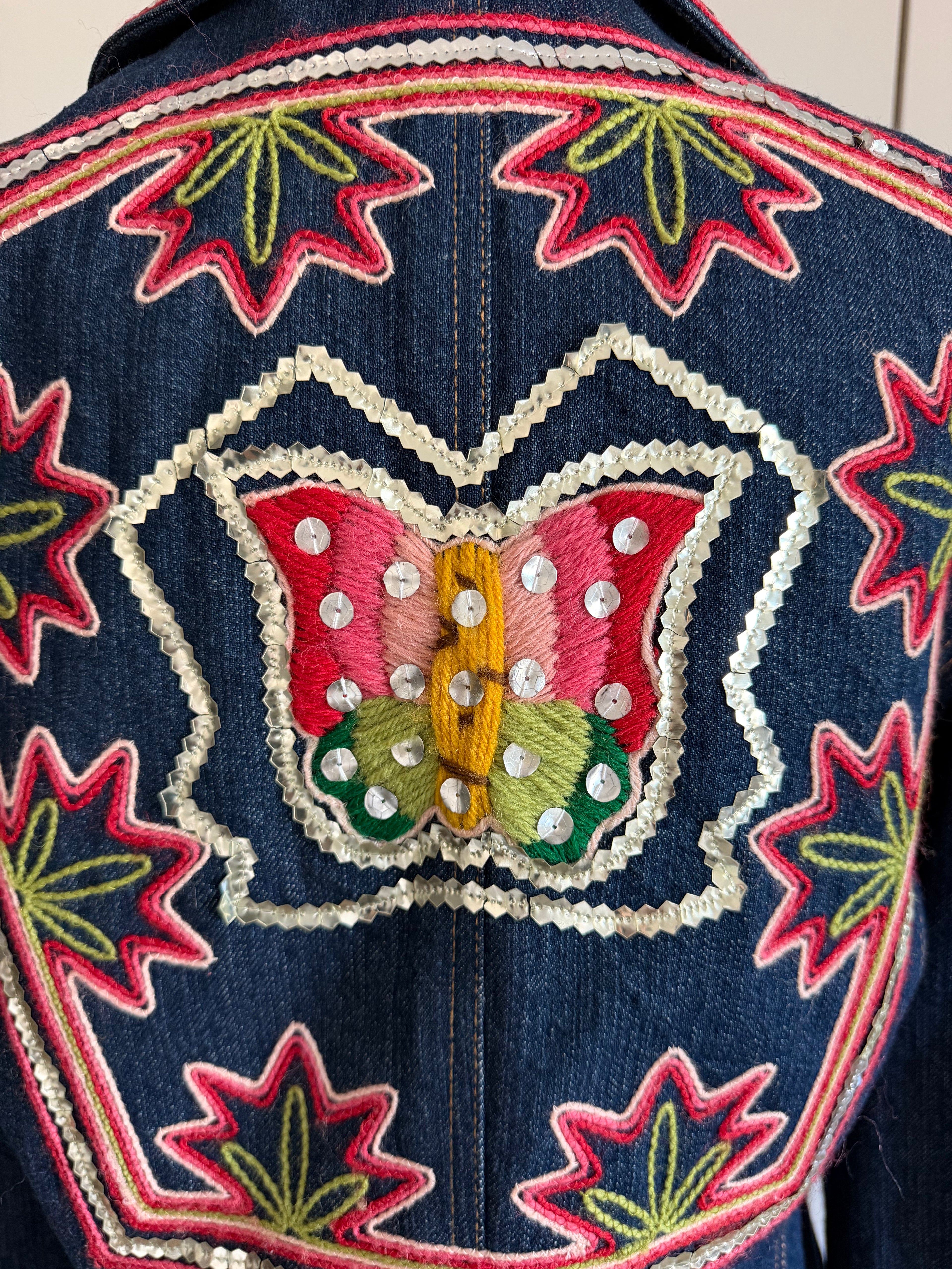 Christian Dior by John Galliano 2006 Embroidered Butterfly Denim Blazer
