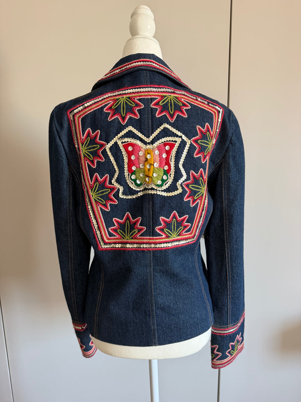Christian Dior by John Galliano 2006 Embroidered Butterfly Denim Blazer
