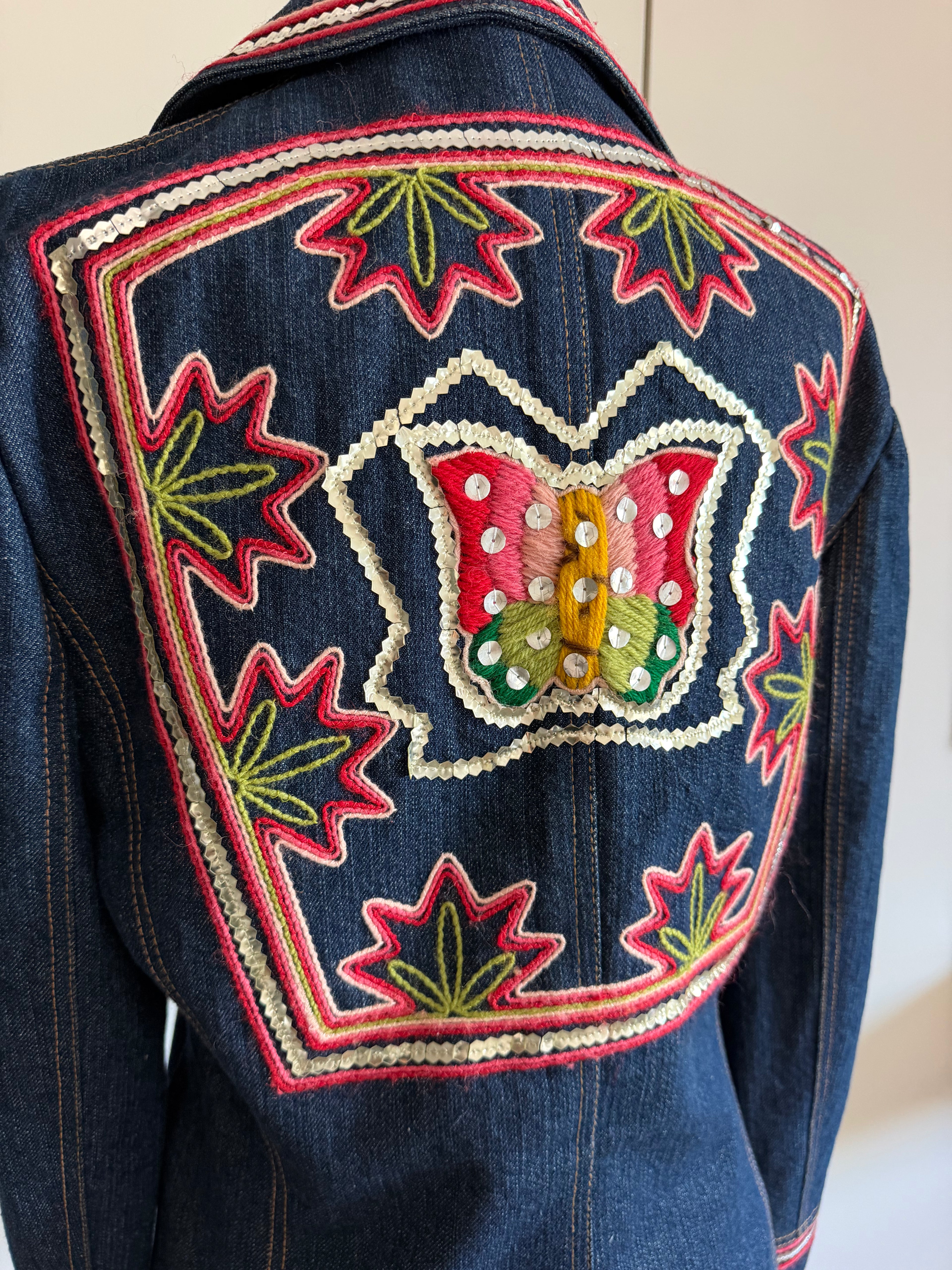 Christian Dior by John Galliano 2006 Embroidered Butterfly Denim Blazer