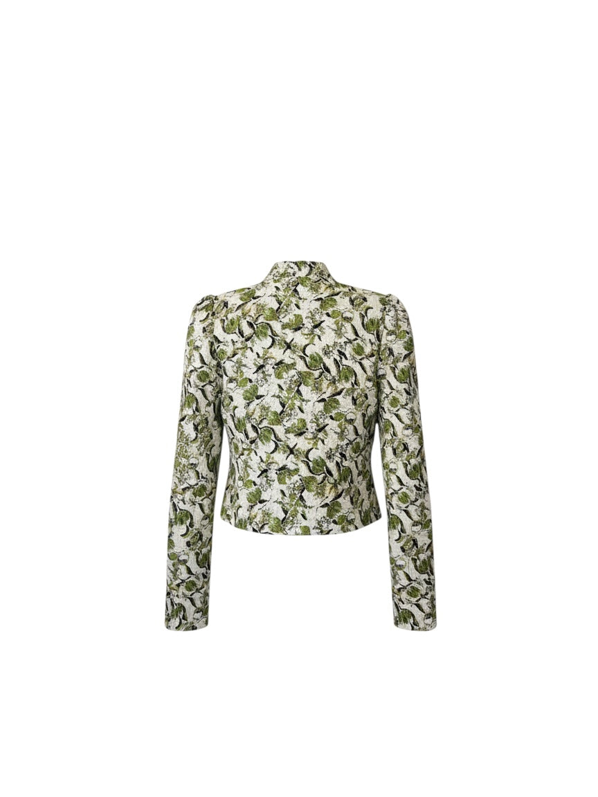 Roberto Cavalli Vintage Floral Silk Jacket with Sculptural Puff Shoulders