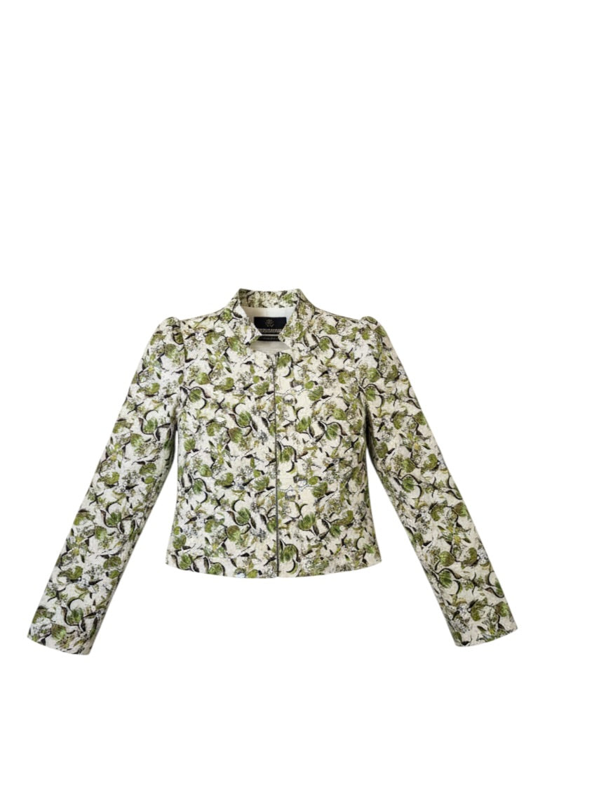 Roberto Cavalli Vintage Floral Silk Jacket with Sculptural Puff Shoulders