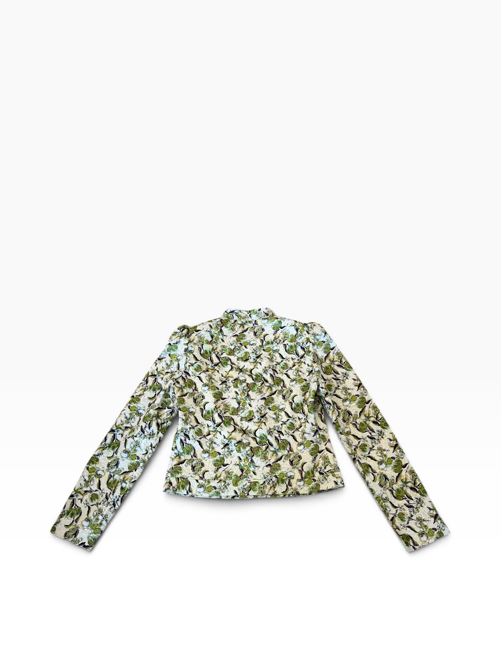 Roberto Cavalli Vintage Floral Silk Jacket with Sculptural Puff Shoulders