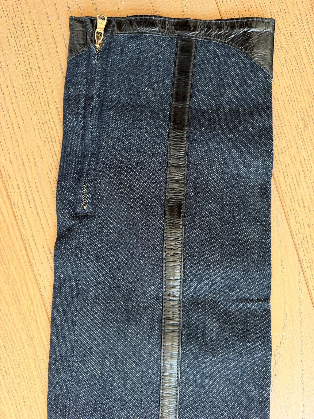 Dolce & Gabbana Faux Leather-Trimmed Sculptural Panel Denim Jeans – IT 42