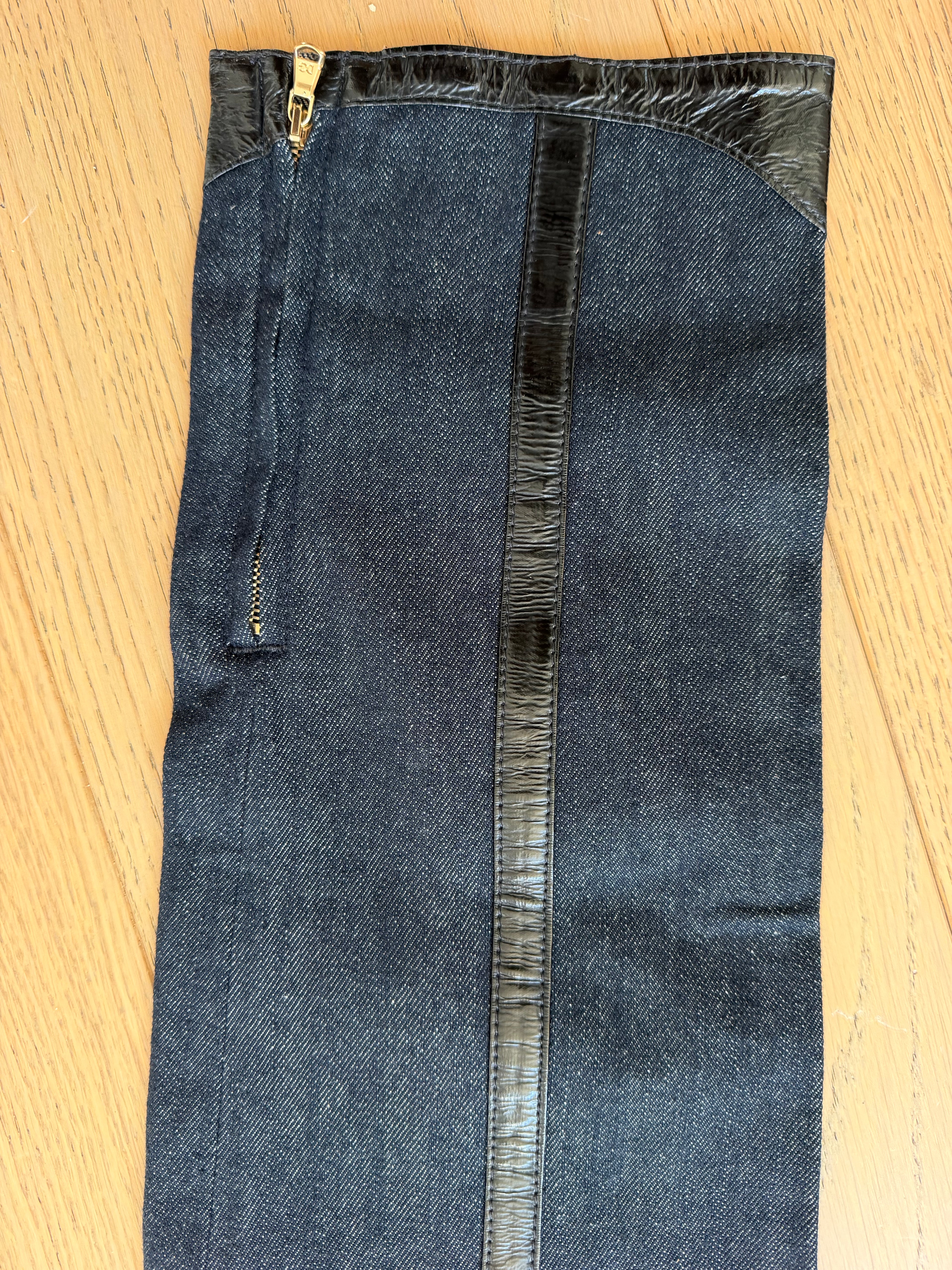 Dolce & Gabbana Faux Leather-Trimmed Sculptural Panel Denim Jeans – IT 42