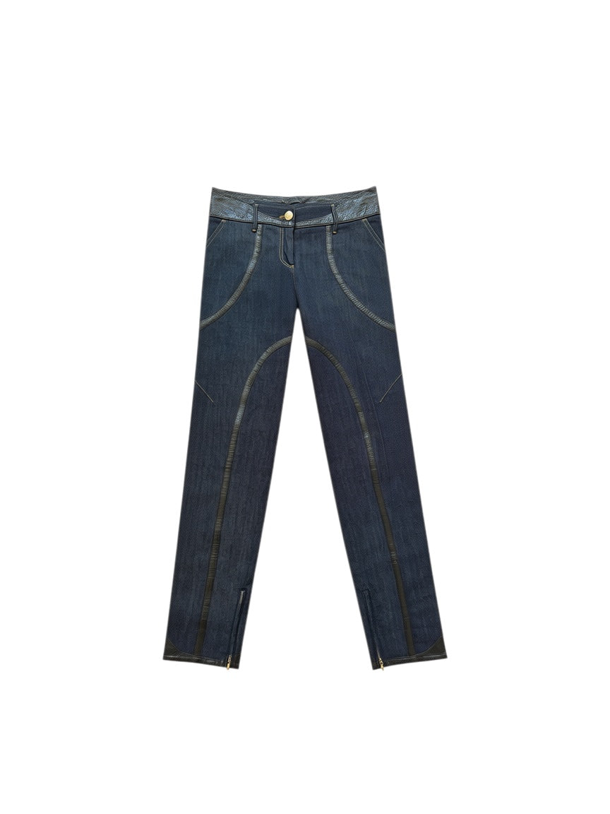 Dolce & Gabbana Faux Leather-Trimmed Sculptural Panel Denim Jeans – IT 42