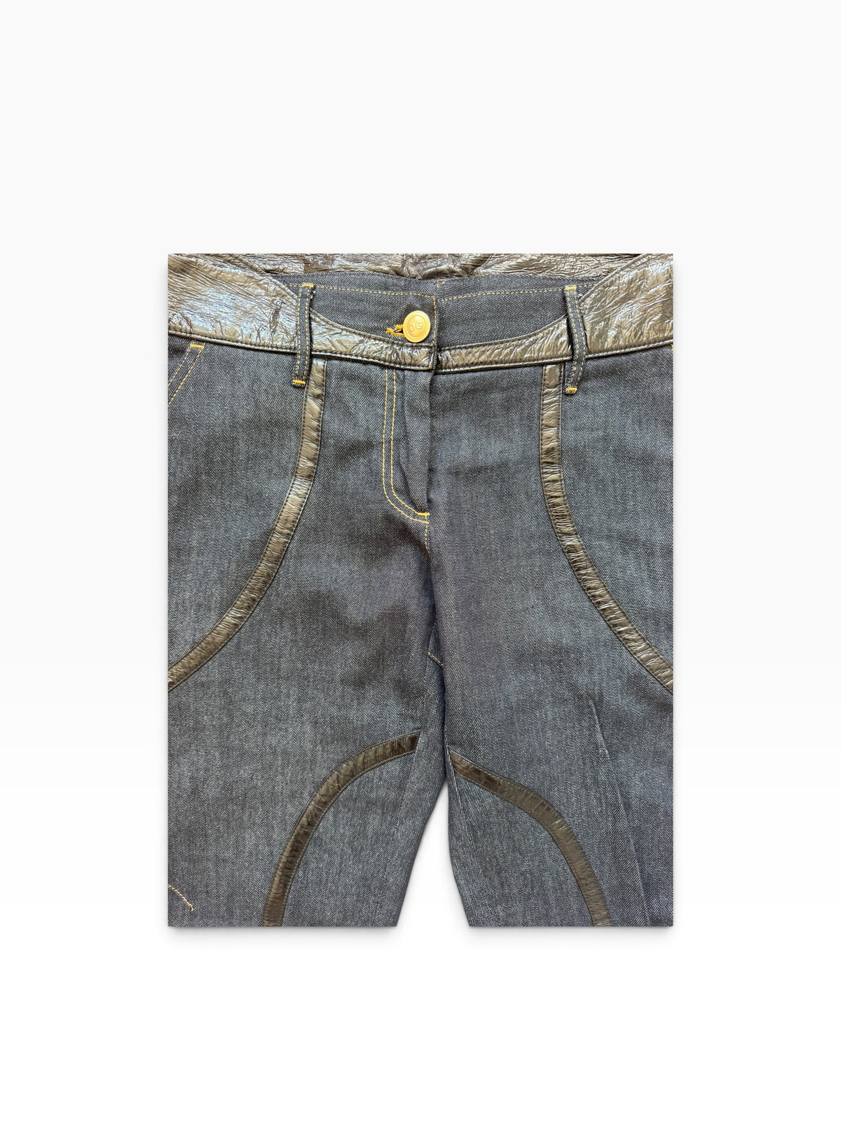 Dolce & Gabbana Faux Leather-Trimmed Sculptural Panel Denim Jeans – IT 42