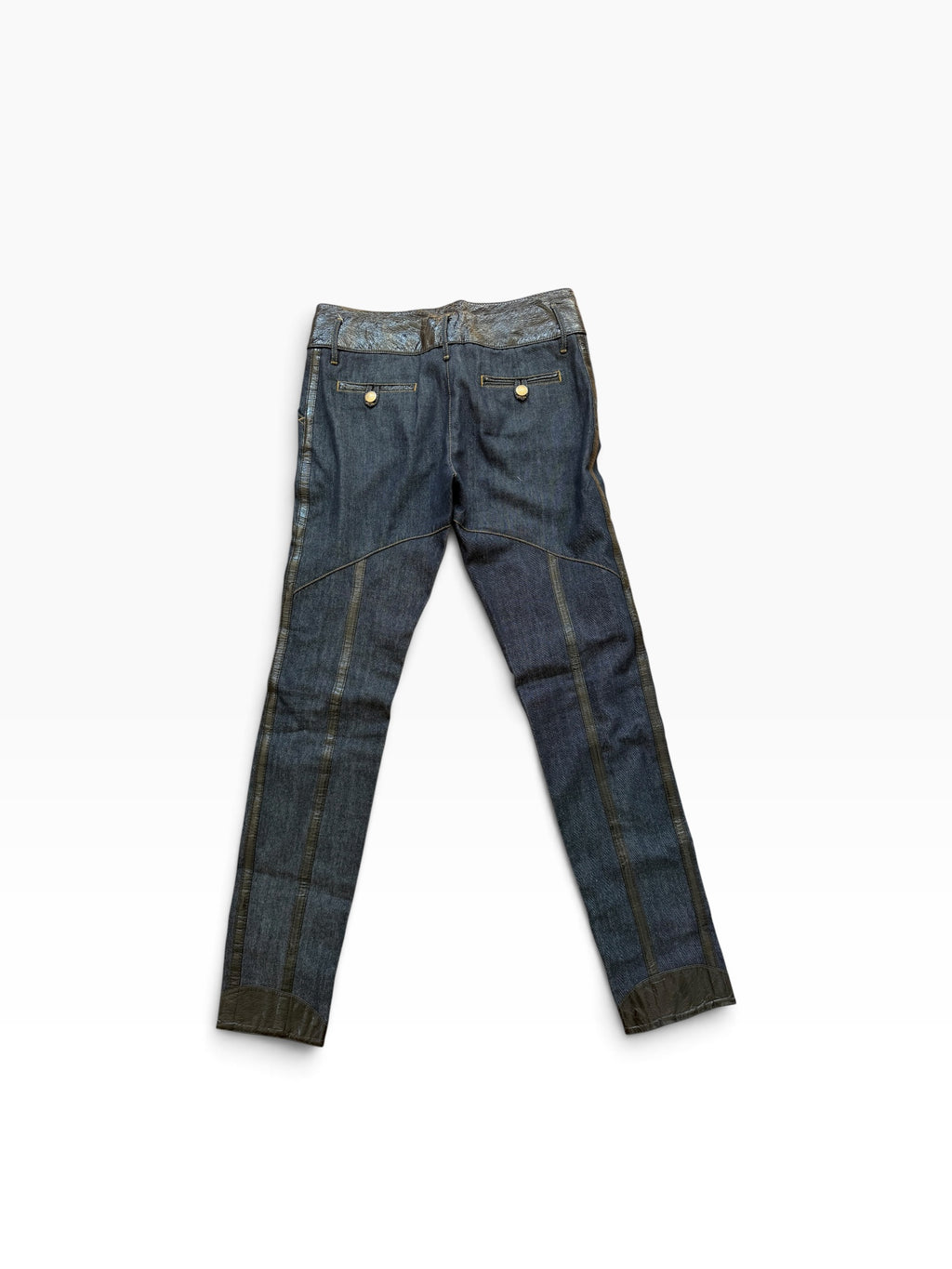 Dolce & Gabbana Faux Leather-Trimmed Sculptural Panel Denim Jeans – IT 42