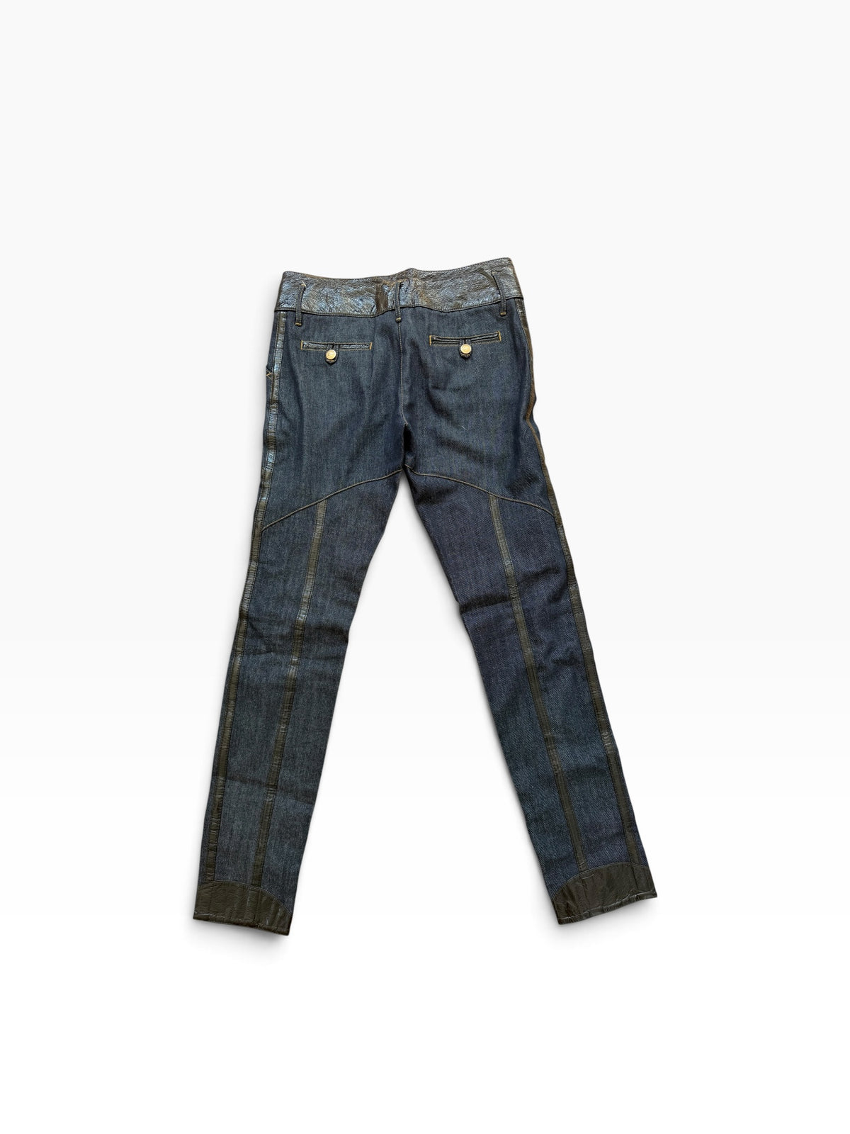 Dolce & Gabbana Faux Leather-Trimmed Sculptural Panel Denim Jeans – IT 42