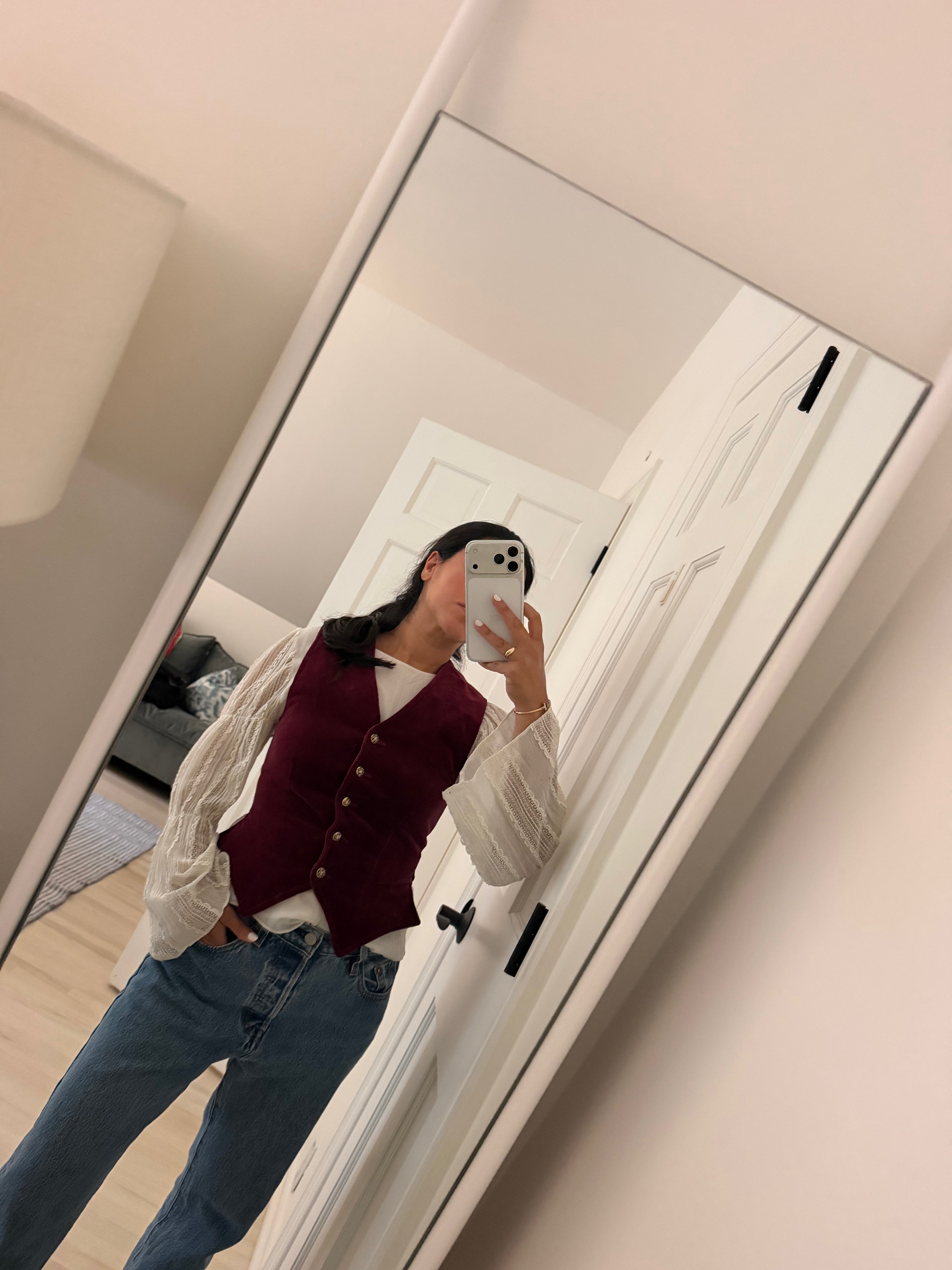 Vintage Jaeger Burgundy Velvet Waistcoat Vest