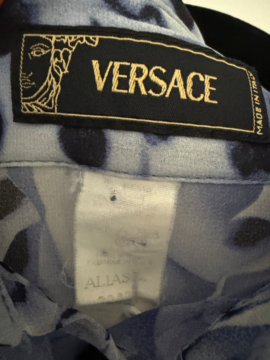 Vintage Y2K Versace Donatella 100% Silk Rose Animal Print Blouse