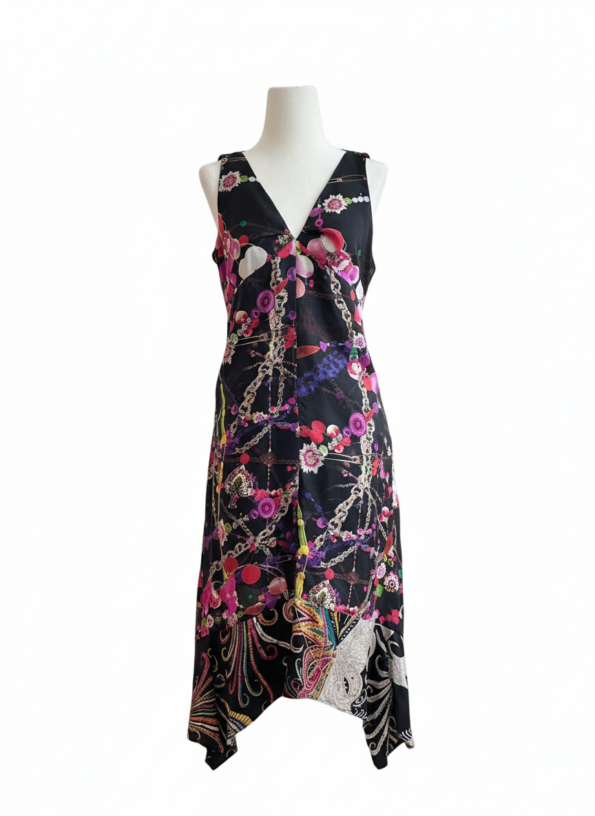 Christian Lacroix Bazar Silk Jewel Print Dress - Late 90s
