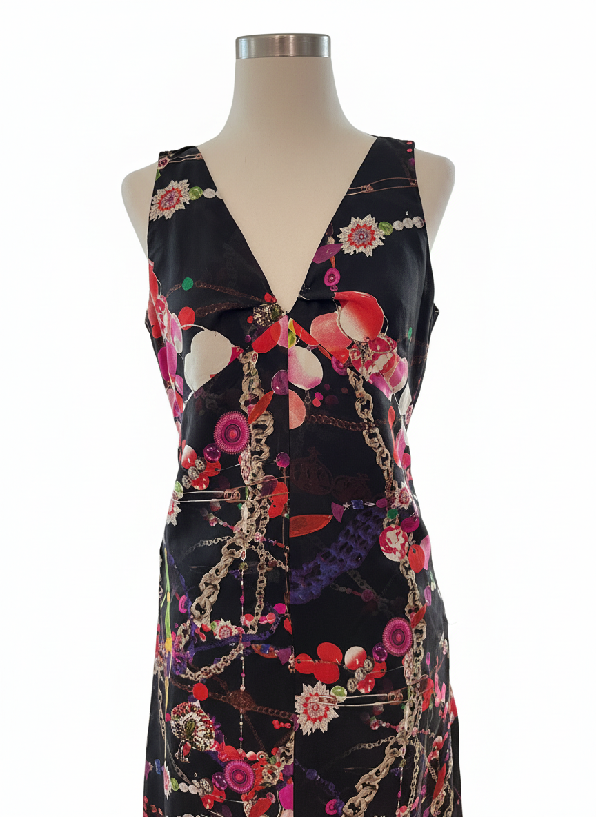 Christian Lacroix Bazar Silk Jewel Print Dress - Late 90s