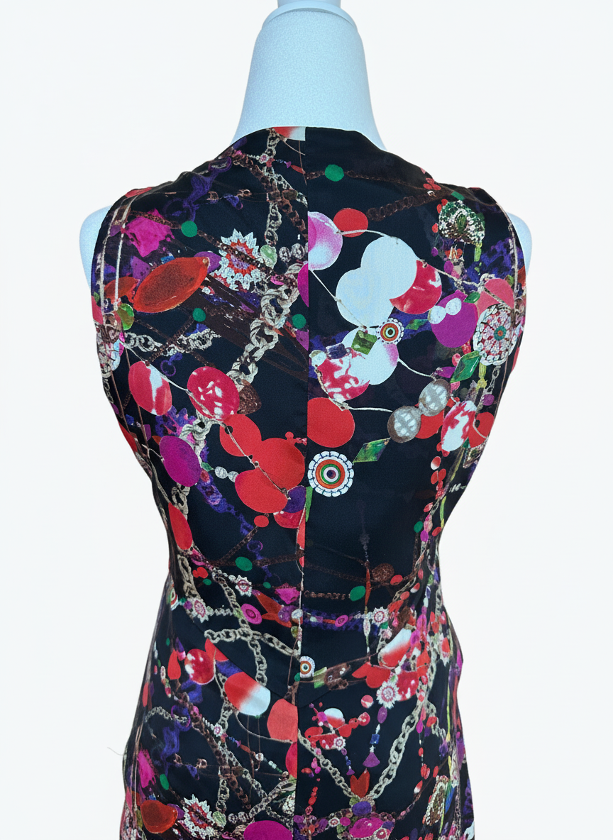 Christian Lacroix Bazar Silk Jewel Print Dress - Late 90s