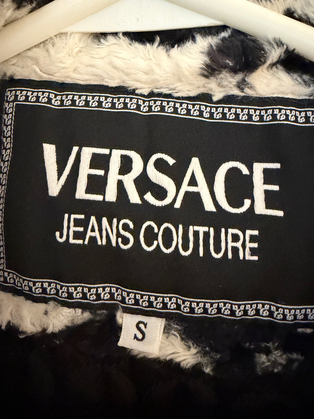 Vintage Versace Jeans Couture Black & White Zebra Faux Fur Jacket