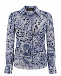 Vintage Y2K Versace Donatella 100% Silk Rose Animal Print Blouse