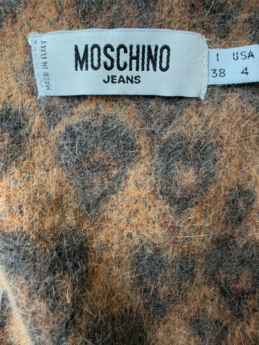 Moschino Jeans late 90s Leopard Print Angora Rosette Top