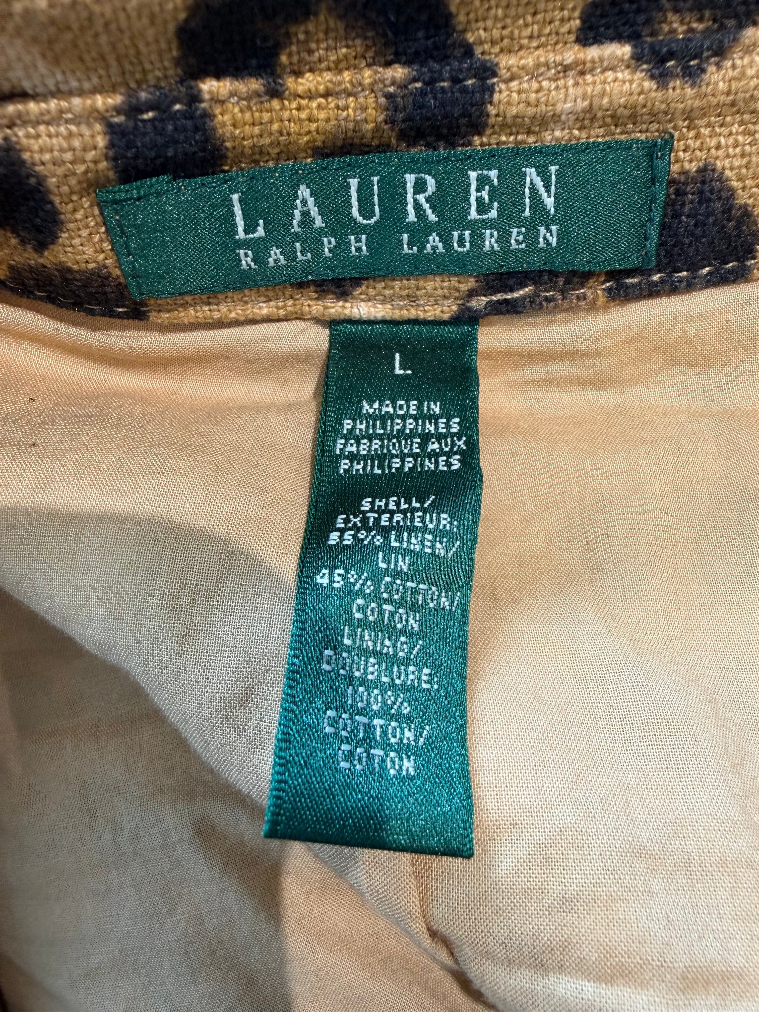 Vintage Ralph Lauren Leopard Print Belted Safari Jacket | Size L