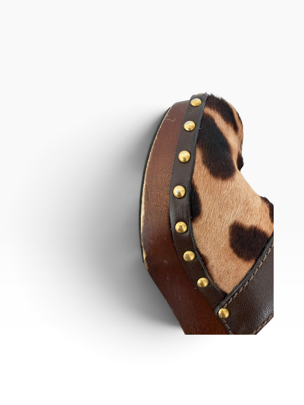 Y2K Dolce & Gabbana Leopard Print Pony Hair Wooden Heel Clogs – Size 39