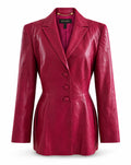 Escada Vintage Y2K Fuchsia Embossed Leather Blazer – Size 38